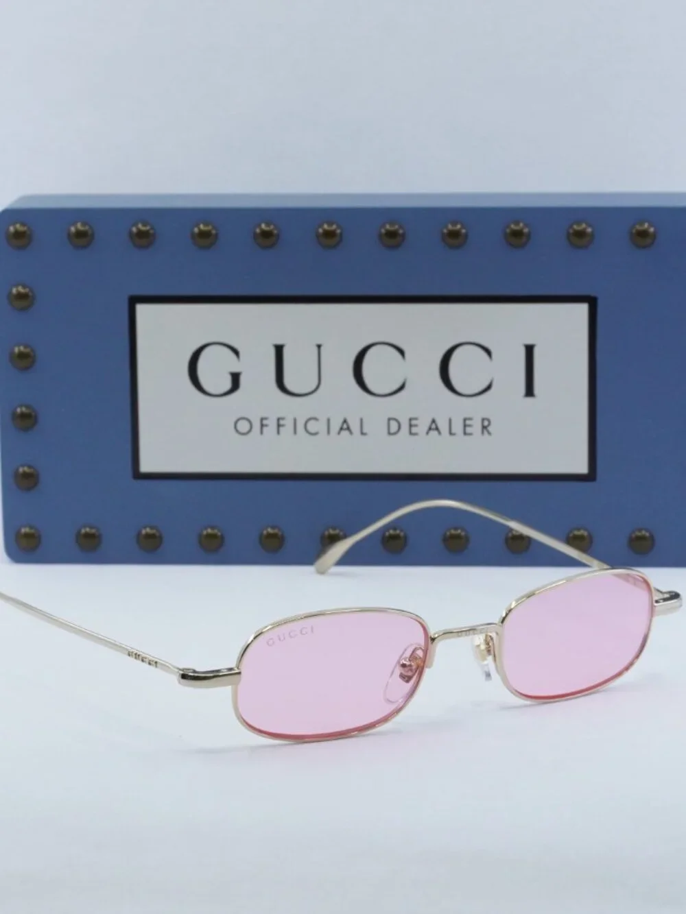 Gucci GG1648S 005 Rectangle Sunglasses - Gold/Pink